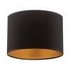 Lampeskærm Soho, sort/guld, tekstil, Ø 18 cm