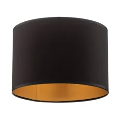 Lampeskærm Soho, sort/guld, tekstil, Ø 18 cm