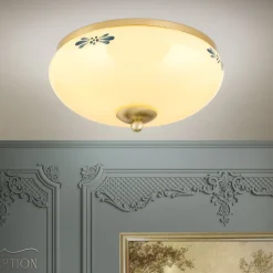 Landhaus loftlampe, messing creme blå, Ø 28 cm