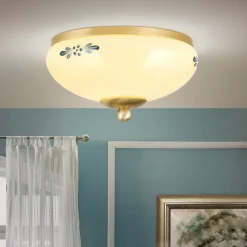 Landhaus loftlampe, messing creme blå, Ø 21 cm