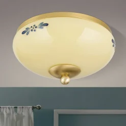 Landhaus loftlampe, messing creme blå, Ø 21 cm