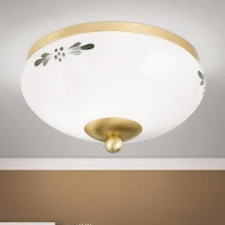 Landhaus loftlampe, messing, opal grøn, Ø 21 cm
