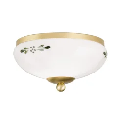 Landhaus loftlampe, messing, opal grøn, Ø 21 cm