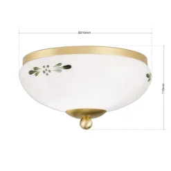 Landhaus loftlampe, messing, opal grøn, Ø 21 cm