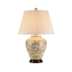 Leaves bordlampe med porcelænsfod