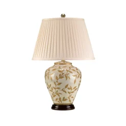 Leaves bordlampe med porcelænsfod
