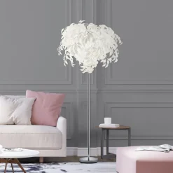 Leavy gulvlampe, højde 180 cm, krom/hvid, metal/plast