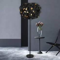 Leavy gulvlampe, sort/guld, højde 180 cm, plast