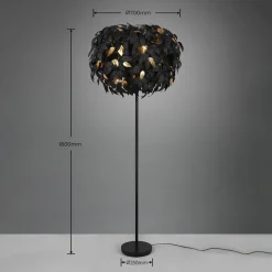 Leavy gulvlampe, sort/guld, højde 180 cm, plast