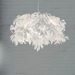 Leavy pendellampe, krom/hvid, Ø 70 cm, plast