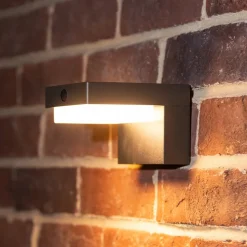 LED-akkubatteri-væglampe 800104, antracit, IP44, sensor