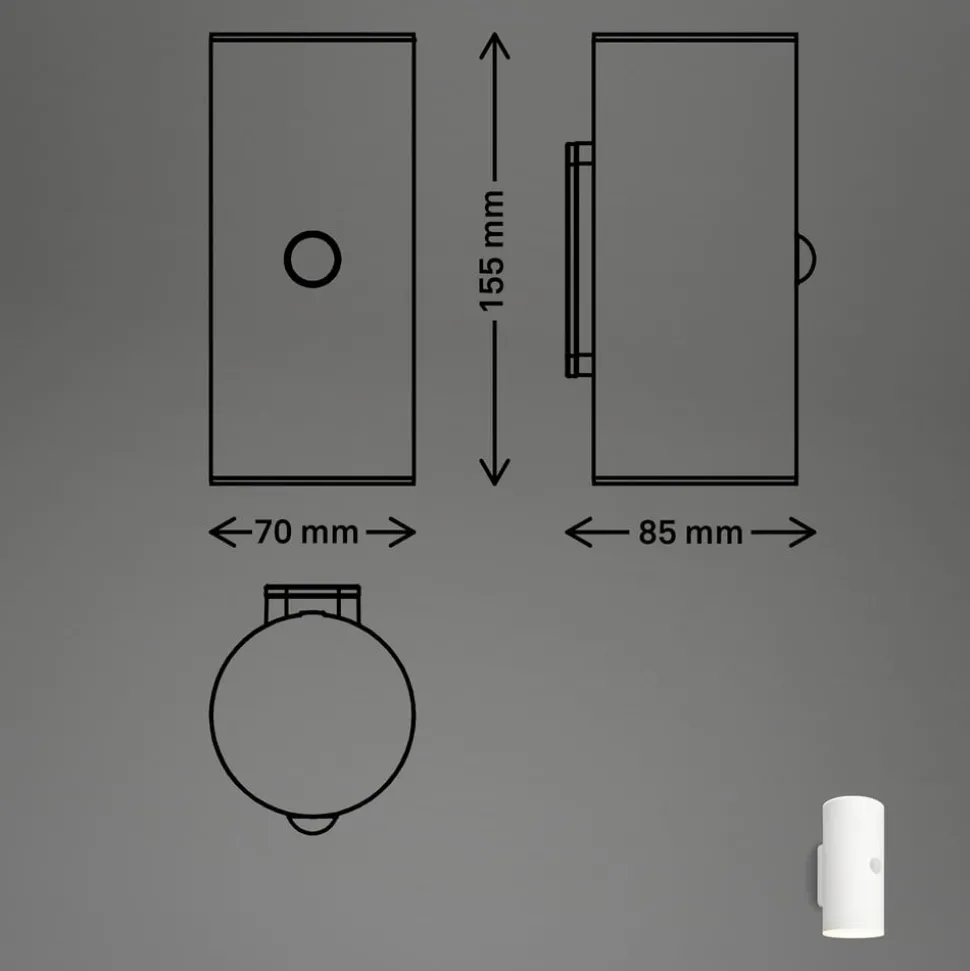 LED-akkudrevet udendørs væglampe, hvid, sensor, op/ned