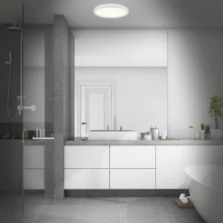LED-badeværelsesloftlampe Slim Drip, hvid, Ø 42 cm