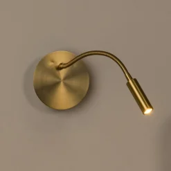 LED-batterivægspot Jolijn, guldmat, fleksibel arm, Ø 11 cm, magnet