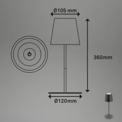 LED-bordlampe 7508015, antracit 2.700 K IP44 Touchdim