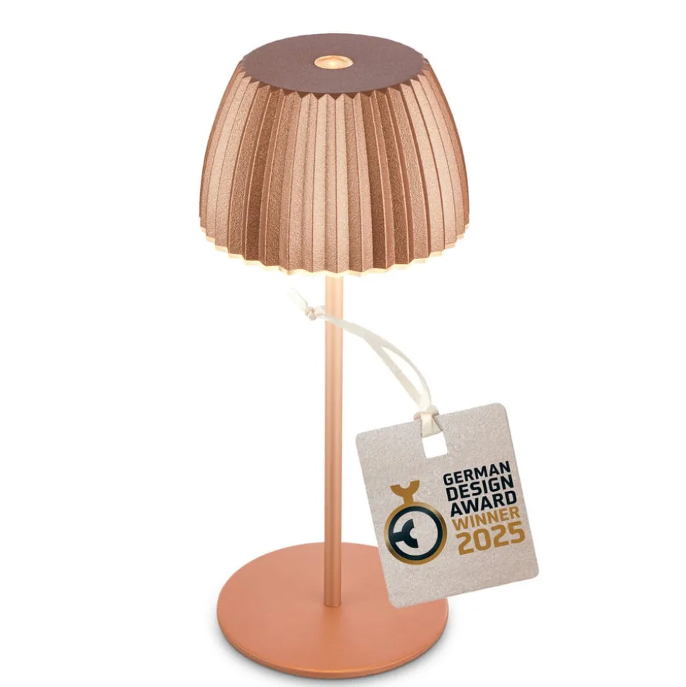 LED-bordlampe Brilo unplugged Riffle, 20 cm, kobber