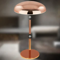 LED-bordlampe Brilo unplugged Caxa, kobberfarvet