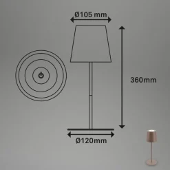 LED-bordlampe 7508012, brun, 2.700 K IP44 touchdæmper