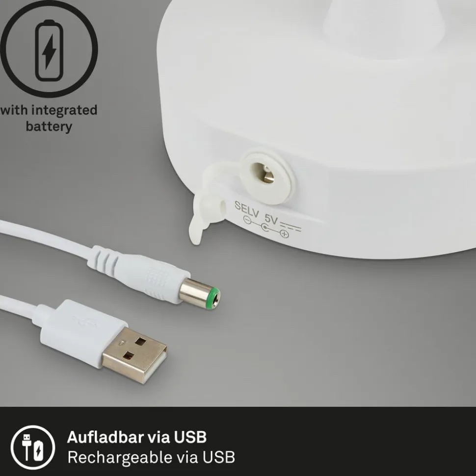 LED-bordlampe Campi, genopladeligt batteri, dæmpbar, hvid