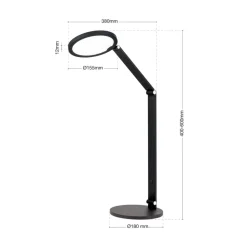 LED-bordlampe Fati, sort, højde 60 cm, aluminium, dæmper
