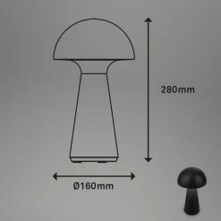 LED-bordlampe Fungo, genopladelig, sort