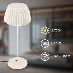 LED-bordlampe Loca, antik hvid, højde 36 cm, metal/plast