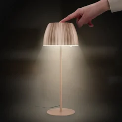LED-bordlampe Loca, brun, højde 36 cm, metal/plast
