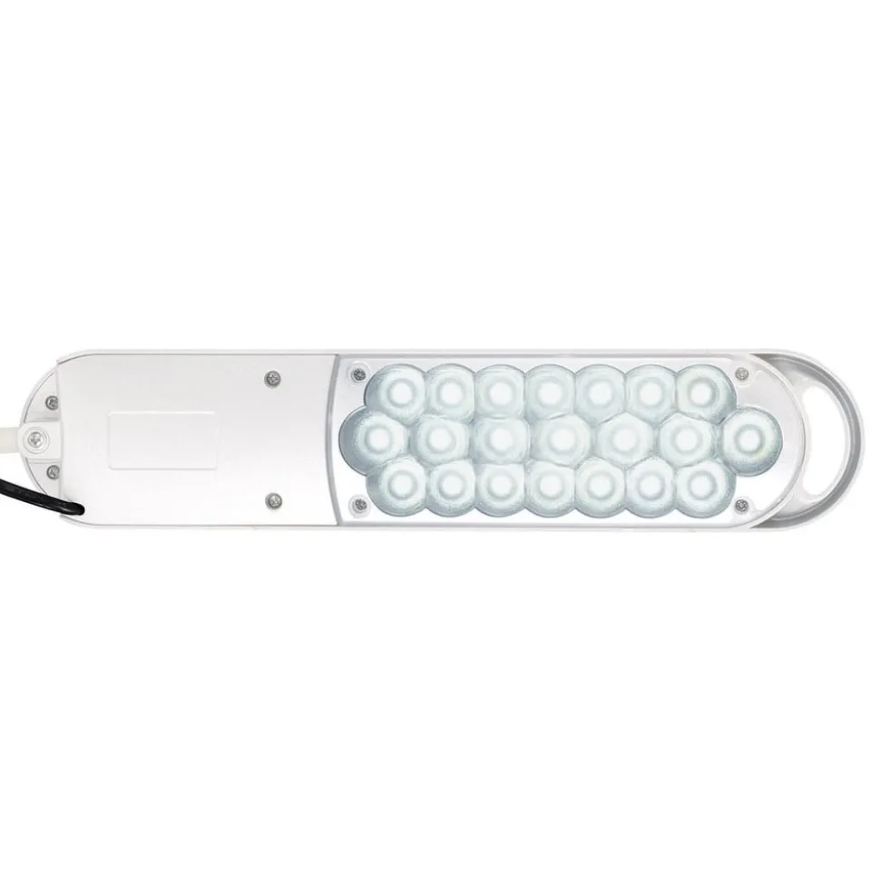 LED-bordlampe MAULatlantic, hvid, højde 38 cm, klemmefod