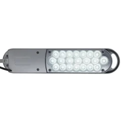 LED-bordlampe MAULatlantic, sølv, højde 38 cm, klemmefod