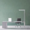 LED-bordlampe MAULjaval, sølv, 120 cm, dæmpbar, klemmefod