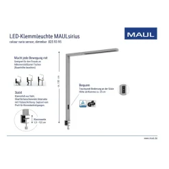 LED-bordlampe MAULsirius, sort, dæmpbar, CCT-klemmesokkel