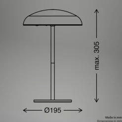 LED-bordlampe med batteri Brilo unplugged Caxa, sort/messing