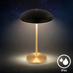 LED-bordlampe med batteri Brilo unplugged Caxa, sort/messing