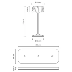 LED-bordlampe med batteri Facetta, 3-pak, sort, 22 cm, IP44