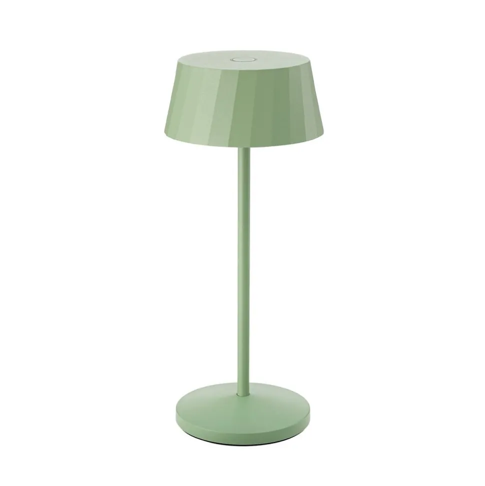 LED-bordlampe med batteri Facetta, grøn, højde 22 cm, metal, CCT