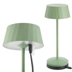 LED-bordlampe med batteri Facetta, grøn, højde 22 cm, metal, CCT