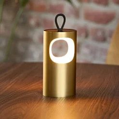 LED-bordlampe med batteri Lunari, guldfarvet 16 cm metal CCT IP44