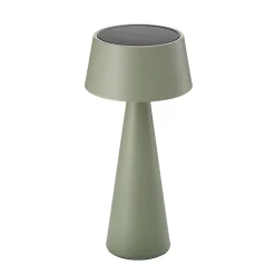 LED-bordlampe Solino, grøn, solcelle/USB, 26 cm, IP44