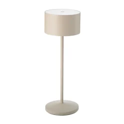 LED-bordlampe Veluna, beige, højde 25 cm, IP44, dæmpbar CCT