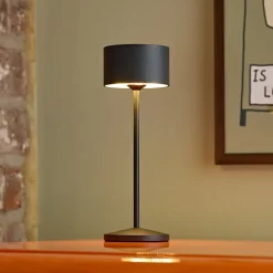 LED-bordlampe Veluna, sort, højde 25 cm IP44 dæmpbar CCT