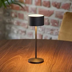LED-bordlampe Veluna, sort, højde 25 cm IP44 dæmpbar CCT