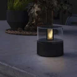 LED-dekorationslampe med flammeeffekt, sort sokkel