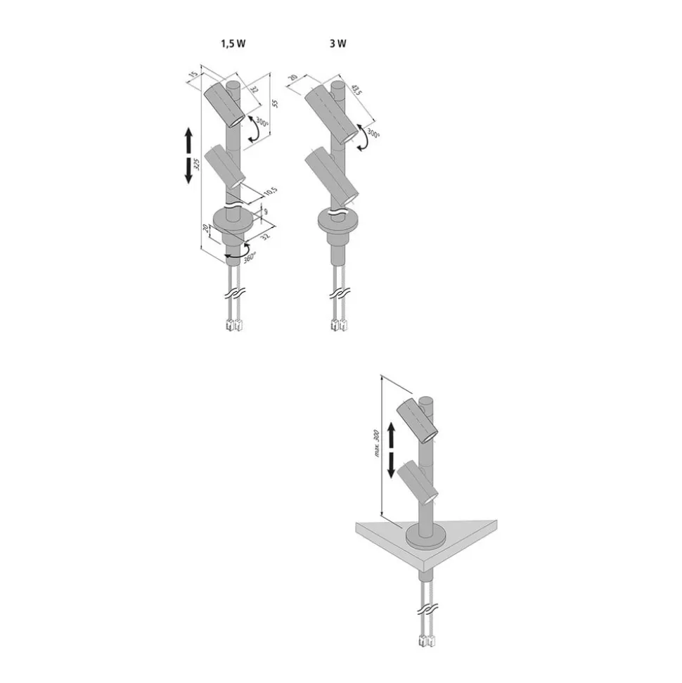LED Duo Spot 2 x 3 W, sort, 3.000 K