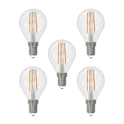 LED-filamentpære E14 4W 2.700 K dråbe dæmpes 5 stk