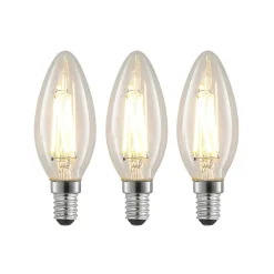 LED-filamentpære E14 4 W 827 kerte, dæmpes, 3 stk
