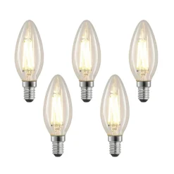 LED-filamentpære E14 4 W 827 kerte, dæmpes, 5 stk