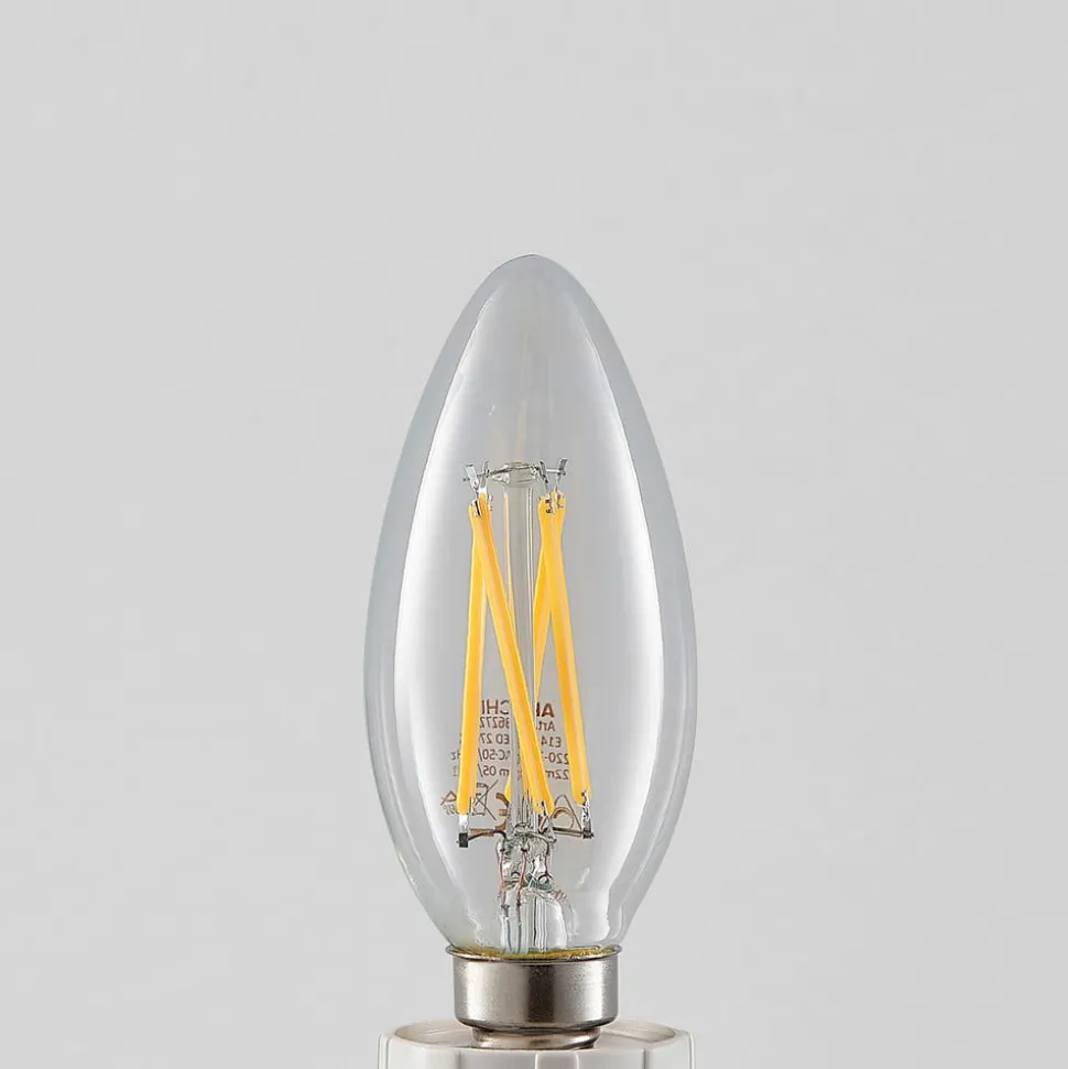 LED-filamentpære E14 4 W 827 kerte, dæmpes, 5 stk