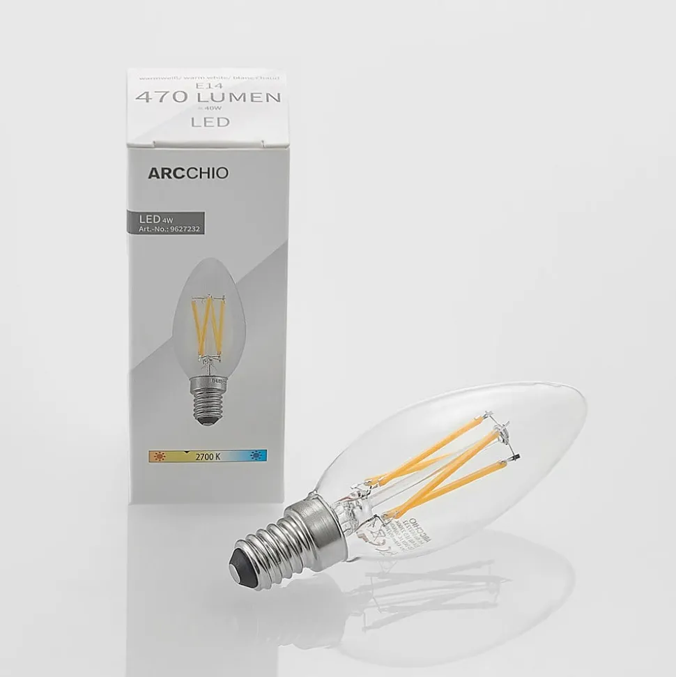 LED-filamentpære E14 4 W 827 kerte, dæmpes, 5 stk