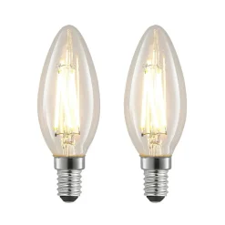 LED-filamentpære E14 4 W 827 kerte, dæmpes, 2 stk