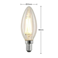 LED-filamentpære E14 4 W 827 kerte, dæmpes, 2 stk